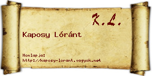 Kaposy Lóránt névjegykártya
